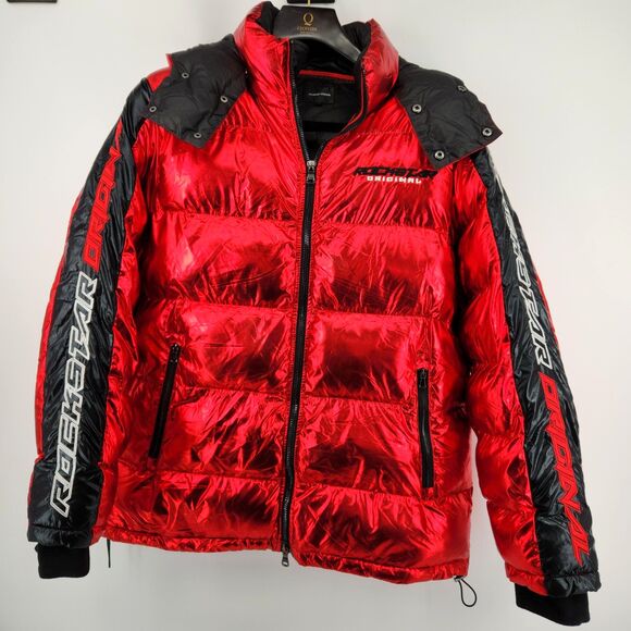 ROCKSTAR ORIGINAL Alasia Puffer Jacket Men's Size 2XL Metallic Red - Picture 1 of 15